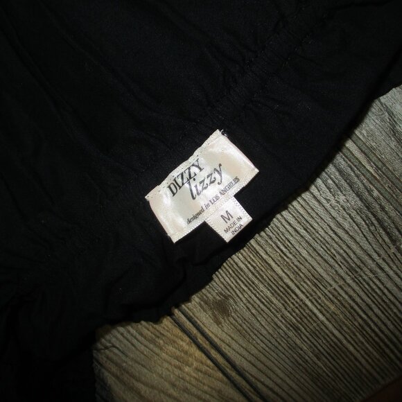 Dizzy Lizzy Women's Black Peasant Style Short Slv Dress Ruffles Size Medium Boho - Picture 9 of 13